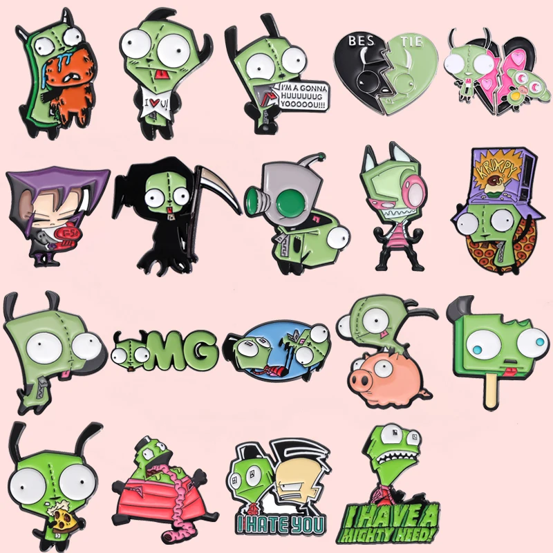 سلسلة الرسوم المتحركة الغريبة دبوس المينا ، متعة الكلب الأخضر الغازي ، دبابيس فيلم الخيال العلمي ، شارات طية صدر السترة ، هدية المجوهرات للجماهير