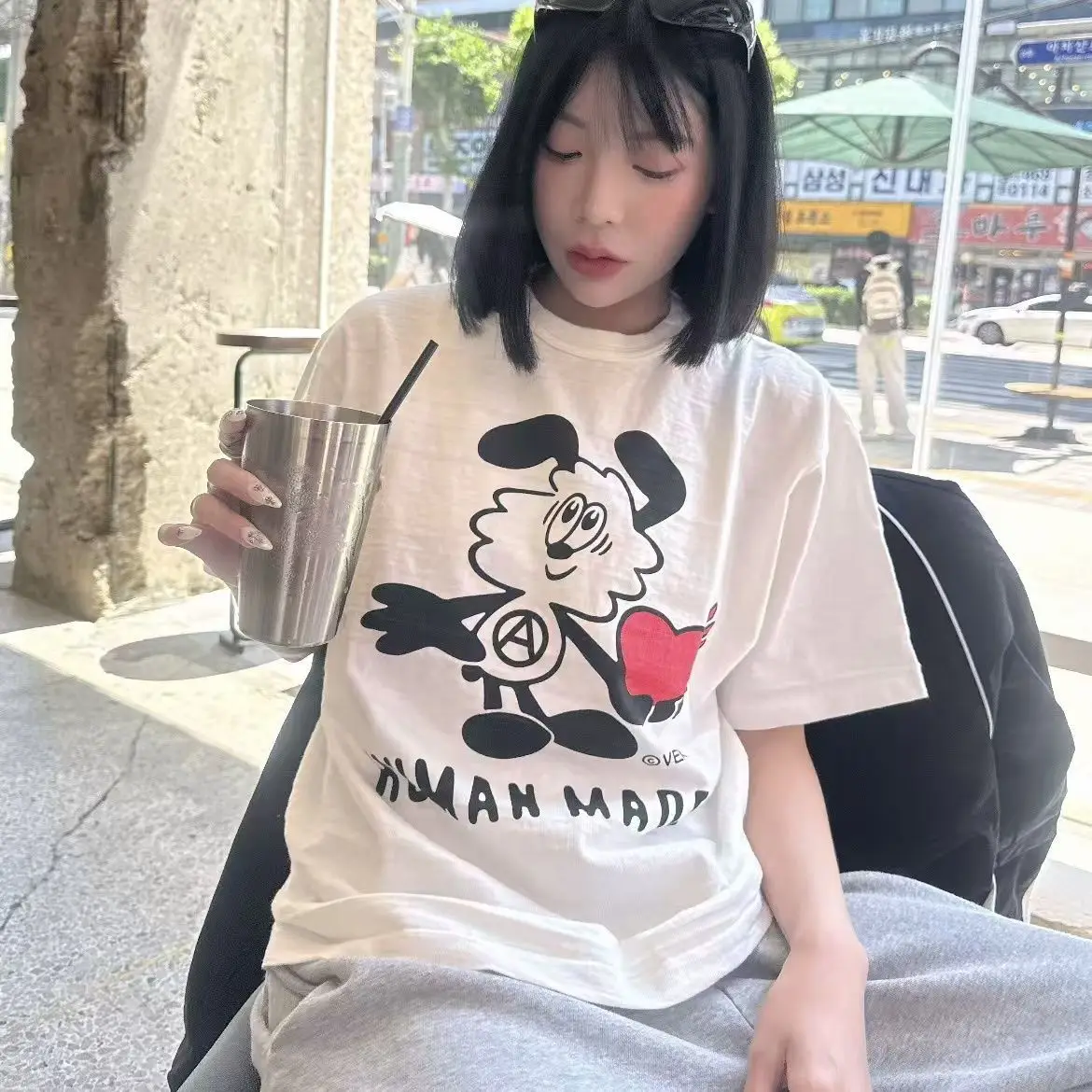 2026 Human Made Graphic T Shirt Slub Cotton Seamless Heart Logo Unisex Summer Tee