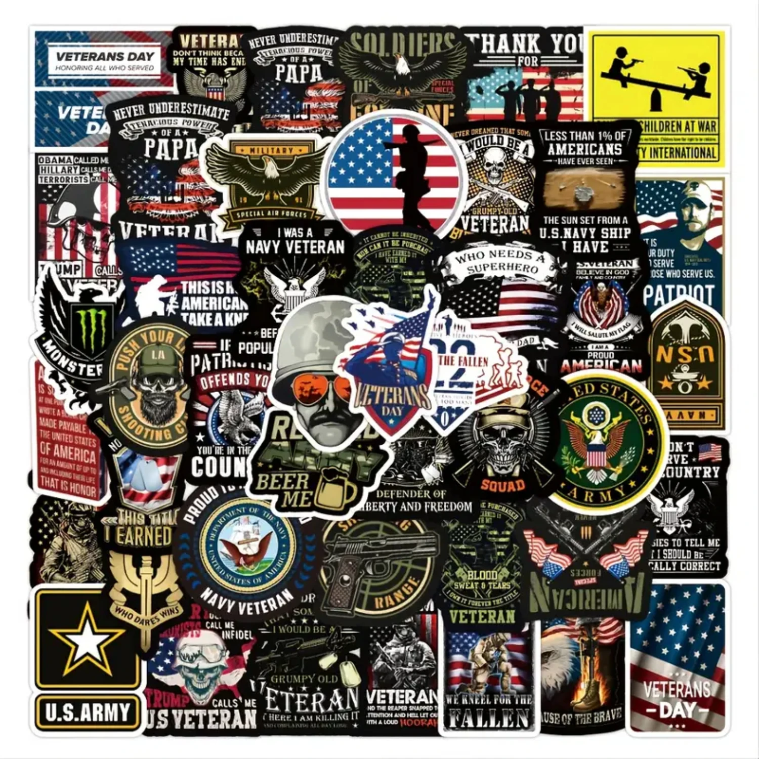 50pcs Veteran Stickers, Commemorative Veteran Ethylene Waterproof Decorations Laptop Mobile Phone Case Helmet Decorative Sticker