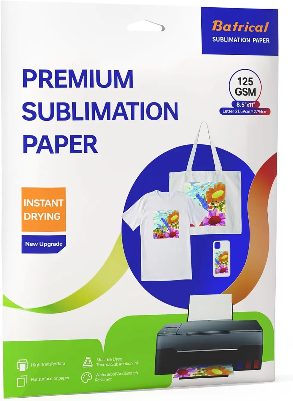 

30 Sheets Sublimation Paper 8.5x11" 125g for Inkjet Printers High Transfer
