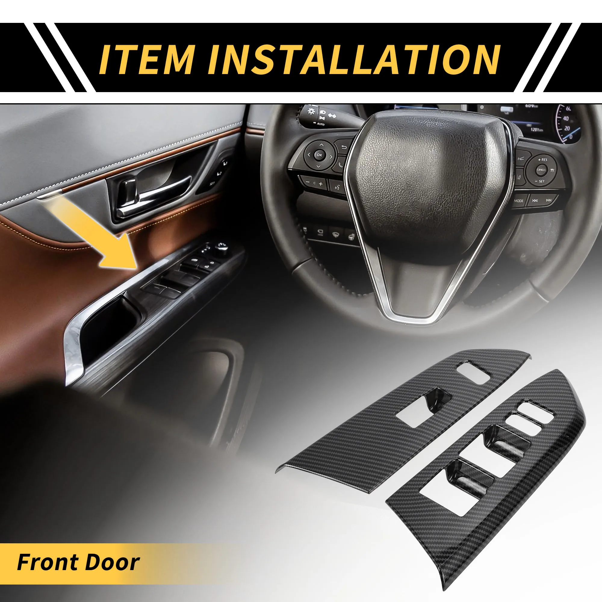 

UXCELL 1set Carbon Fiber Pattern Front Door Window Switch Panel for Toyota Tundra 14-21