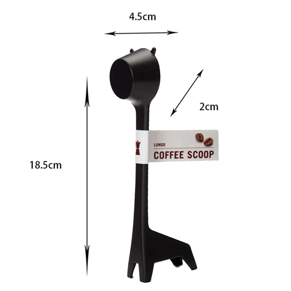 Cartoon Giraffe Shape Coffee Spoon Cute Design Black Powder Quantitative Long Handle Scoops Plastic Coffee Spoons Kitchen Decor