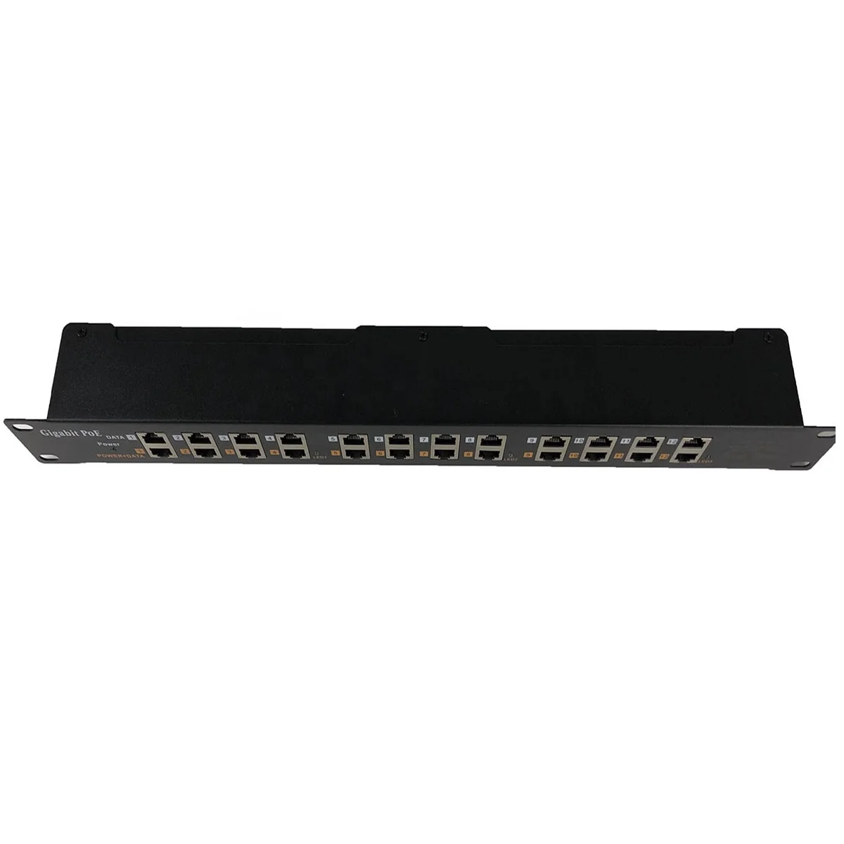 

2026 GXCOM PJ112 Industrial POE 12-Port Injector 1U Rack Mount 12V-48V IEEE802.3af/at VLAN Support 10/100/1000Mbps POE Panel Wir