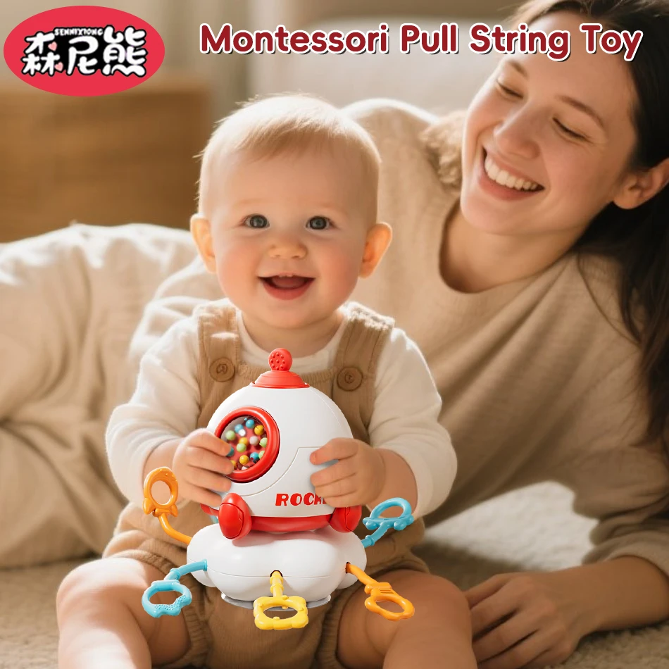 SENNIXI0NG 6IN1 سحب سلسلة دوران صاروخ الرضع الحسية تطوير التسنين سيليكون لعبة مونتيسوري للطفل هدية عيد #6