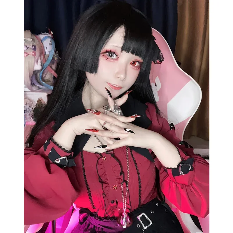 Jirai Kei Kawaii Women Shirts Lolita Y2K Cute Japanese Style Blouse Elegant Long Sleeve Sweet Tops Casual Aesthetic Shirt 2025
