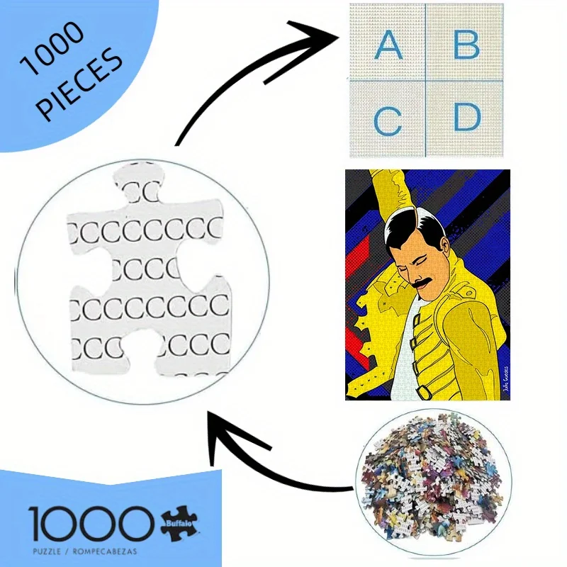 จิ๊กซอว์ภาพป๊อปอาร์ต เฟรดดี้ เมอร์คิวรี ฉากภาพเหมือน สำหรับผู้ใหญ่ ธีมดนตรี เกมเสริมสร้างสติปัญญา ของเล่นตกแต่งบ้านเพื่อการพักผ่อน