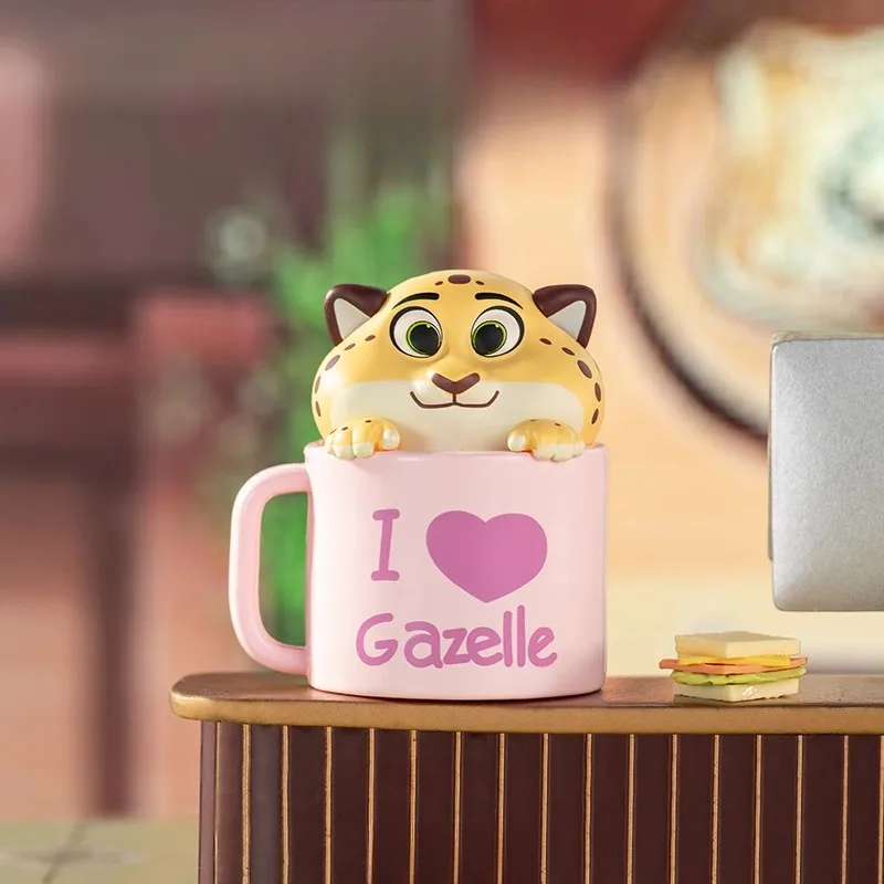 Zootopia Caja ciega con Nick & Judy en la pose de té de la tarde, adorables muñecos periféricos de anime: adorno de decoración perfecto para escritorio,
