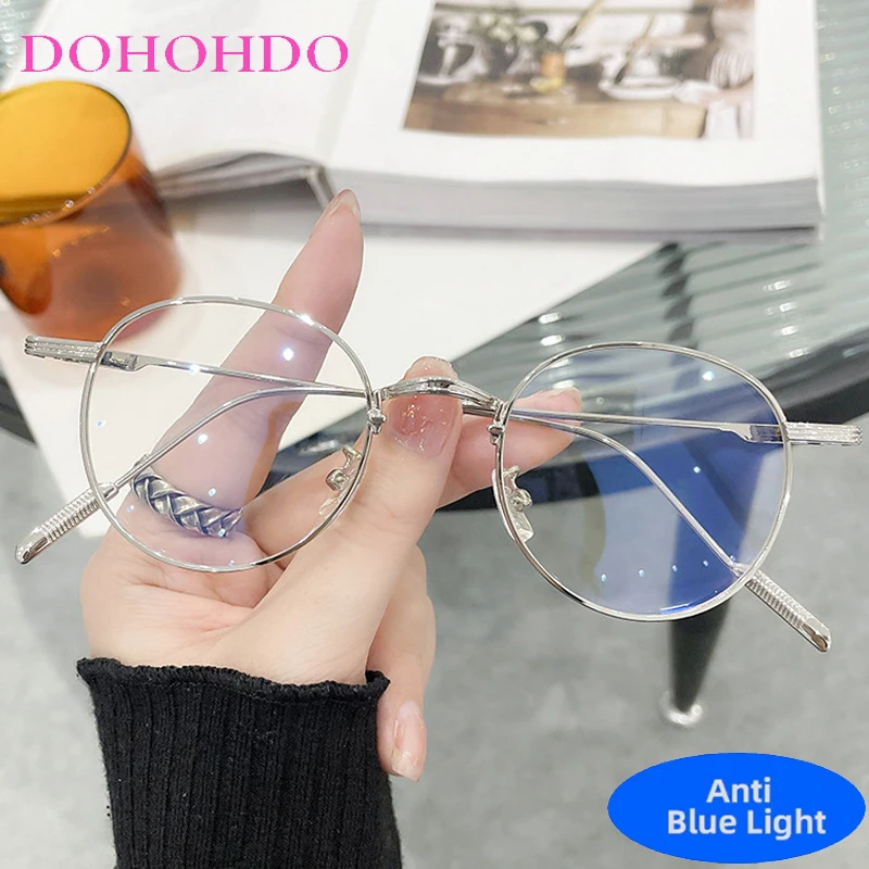 

Classic Brand Designer Small Round Frame Glasses Men Women Trendy Luxury Computer Anti-Blue Light Eyeglasses For Reading Очки