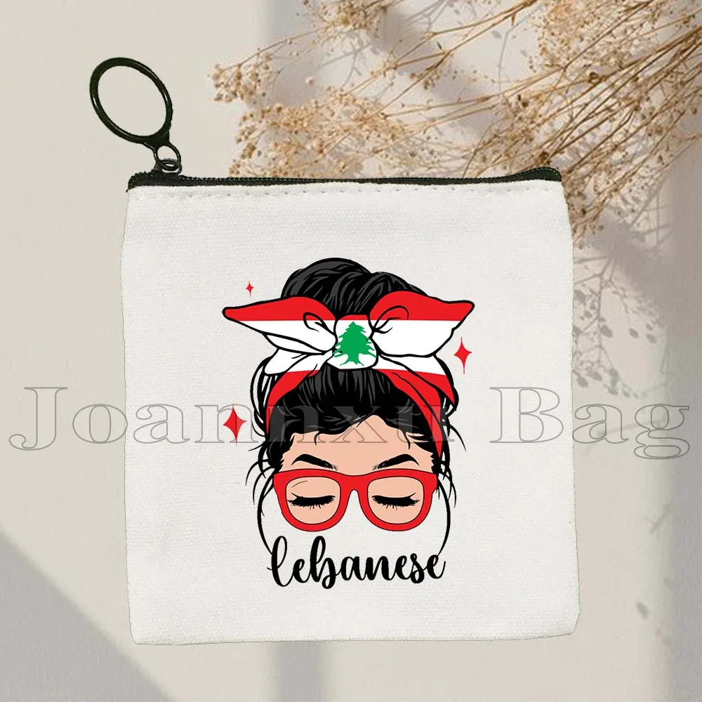 

Love Beirut Lebanese Girl Lebanon Flag Map Roots Arabic Gifts Canvas Coin Purse Small Square Key Storage Card Bags Wallet Pouch