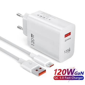 IPhone Xiaomi için 120W hızlı şarj 12 Pro Samsung Huawei GaN USB şarj hızlı şarj 5.0 telefon şarj adaptörü ab/abd/İngiltere tak