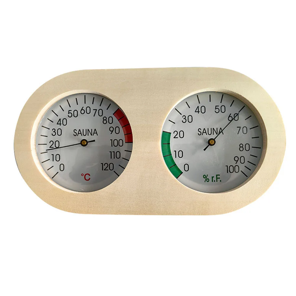 Humidity Gauge Hygrometer Device Sauna Environment Multifunctional Design Natural Wood Material Practical Usage For Home Use