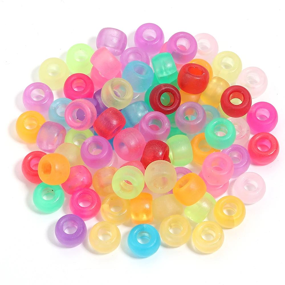 200 Stück 6 x 9 mm bunte Pony-Perlen, modisch, großes Loch, Acryl-Perlen, für Kinder, DIY-Schlüsselanhänger, Basteln, Dekorationen, Zubehör – Detail 8
