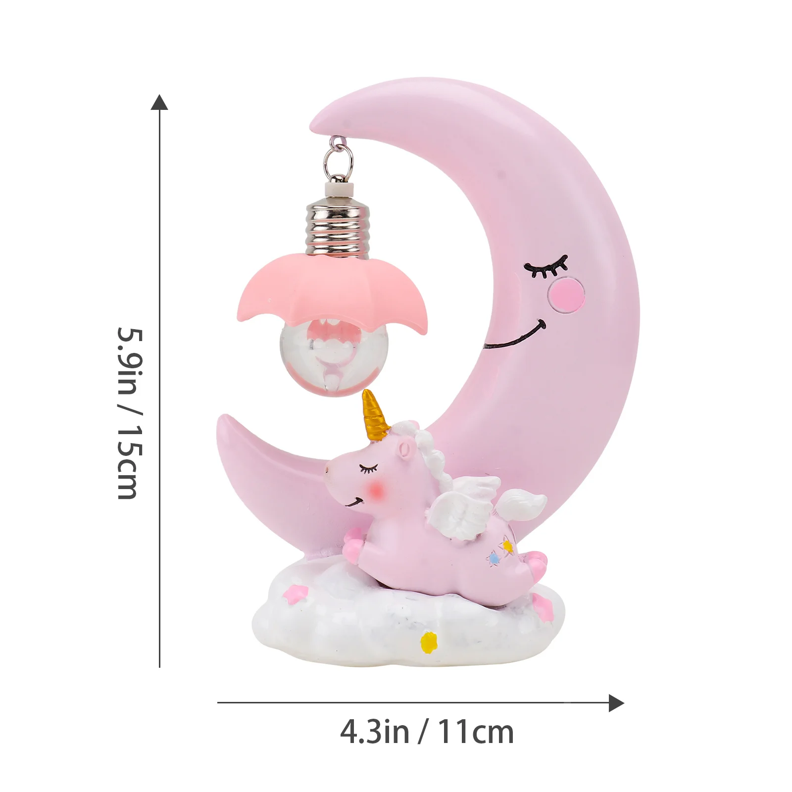 1 pz unicorno luna resina lampada da notte lampada da comodino cartone animato luce decorativa regalo per bambini camera da letto soggiorno ornamenti sul comodino