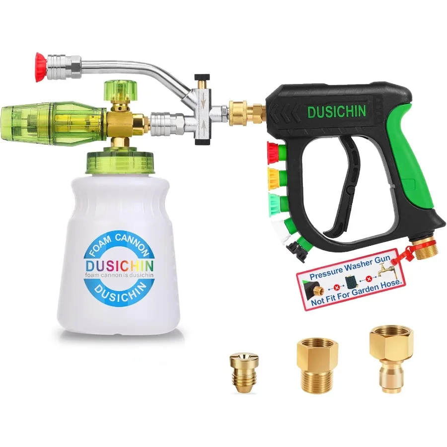 

Short Pressure Washer Gun Foam Cannon Nozzle Dual Connector Shift Valve Car Wash Foam Cannon Kit 1 4 Inch Quick Connector 5 Pre
