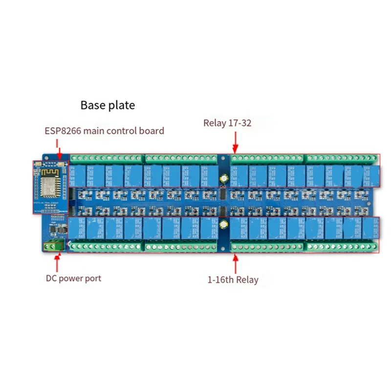 

ELECT-DC24V ESP-12F ESP8266 32-канальный релейный модуль, макетная плата, релейный модуль для умного дома, дополнительная система управления