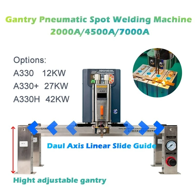 

A330/A330+/A330H Gantry Pneumatic Lithium Battery Pulse Energy Storage Spot Welder 12KW/27KW/42KW Industrial Grade Pneumatic