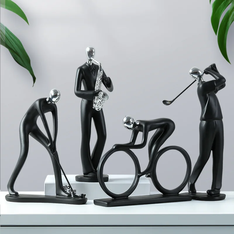 Modern Abstract Resin Bicycle Rider Statue, Golf Statue, Sports Enthusiast Statue, Office, Living Room, Home Decoration