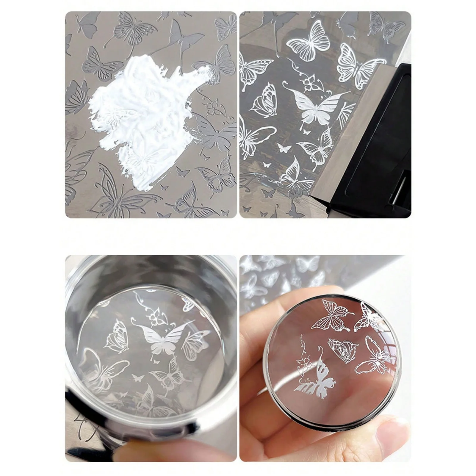 Nail Art Stamper & Scraper Set Clear Silicone Nail Stamping Tool Kit For DIY Nail Art Pattern Printing