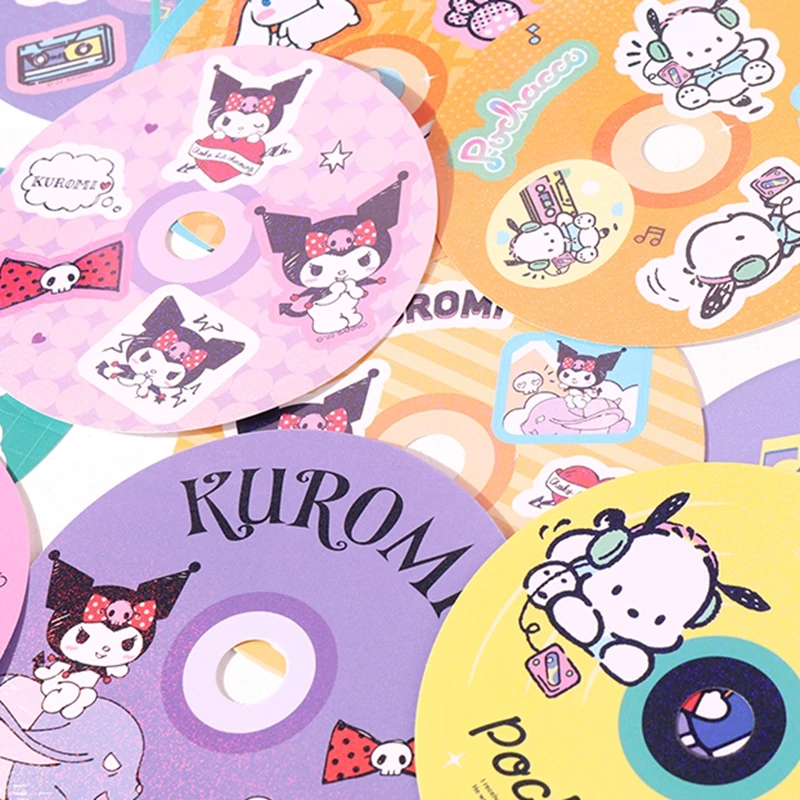 Kawaii Cartoon CD Record Shape Stickers Kids Scrapbooking DIY Album Cup Decoration Sticker Creative School Stationery Gift