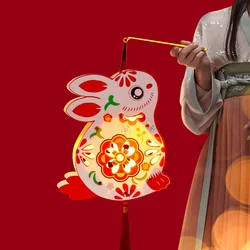 1PCS Chinese Style Traditional Decorative Lantern Rabbit Luminous Ornaments Mid-Autumn Festival Chinese New Year Holiday Decor