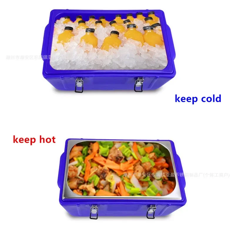 30L Stainless Steel Insulated Cooler Box with Removable Grid Compartments Portable Thermal Warmer for Food Storage and