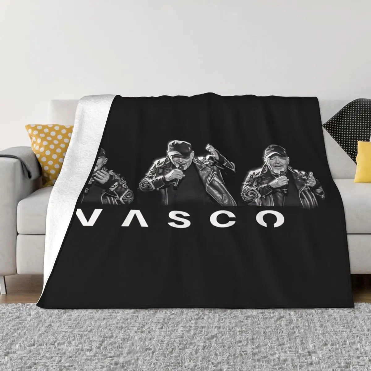 Vascorossi Vasco Rossi Black Dark Top Regalotop Concerto Blasco An Ultra-Soft Micro Fleece Blanket