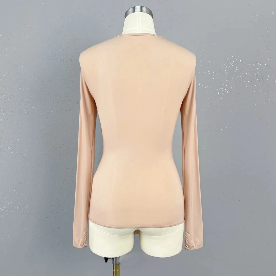 2024 new women's fashion long-sleeved casual pleated bow slim-fit bottoming top