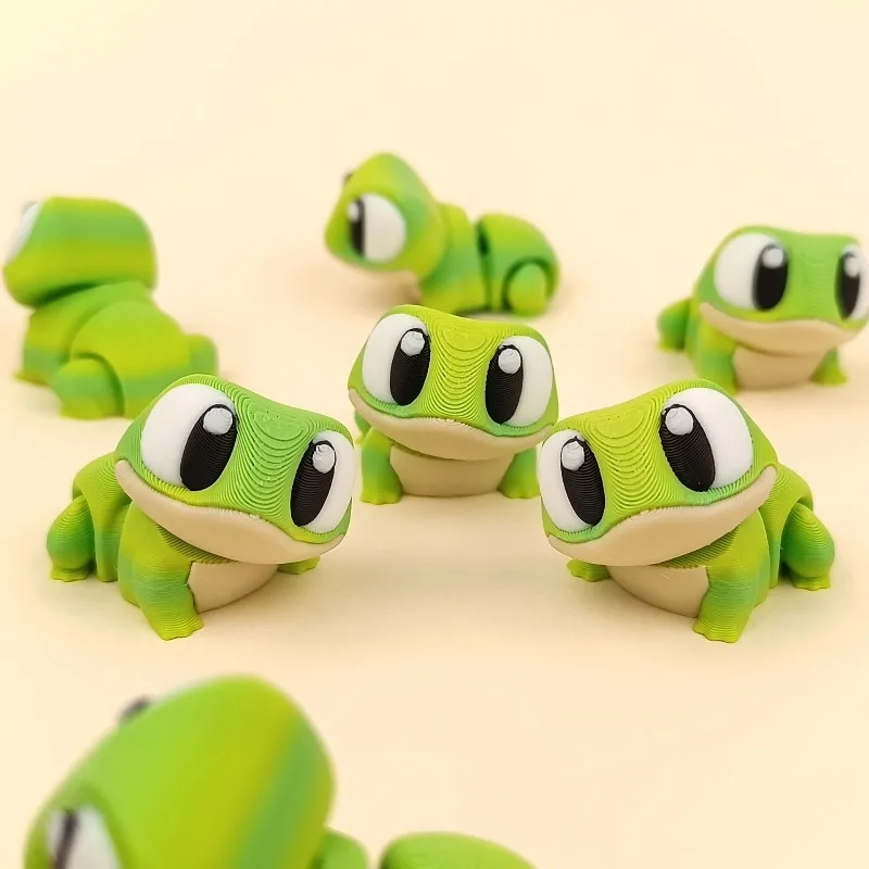 A Best-selling 3D Printed Cute Big-eyed Frog Full-body Articulated Simulation Pet Model