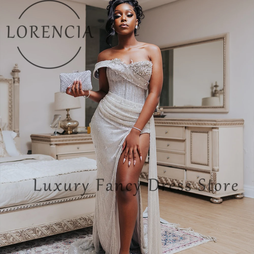 Eleganckie sukienki na studniówkę z cekinami 2025, błyszczące suknie ślubne w stylu syreny z rozcięciem z boku, szyte na miarę sukienki bez rękawów, traje juvenil masculino