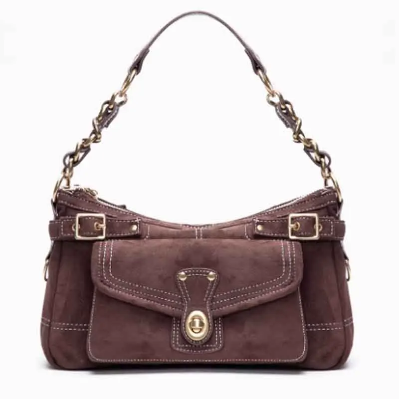 

Vintage Suede Shoulder Bag Casual Commuter Pillow Bag Single Shoulder Crossbody Bag Multi-pocket Large Capacity Women Handbag