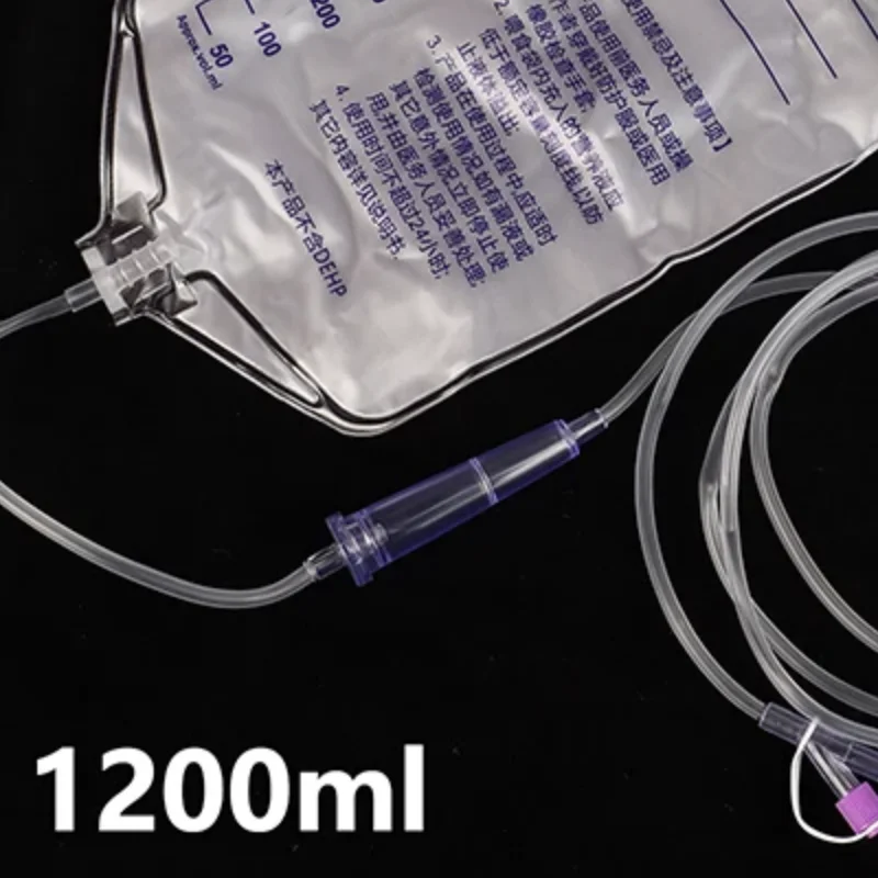 1200ml Medical Plastic Feeding Bag Enteral Nutrition Supply Bag Nasal Feeding Nutrient Gravity Pump Transparent Tube Bag