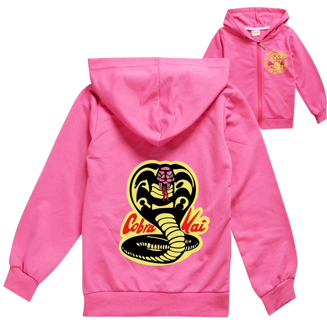 New Cobra Kai Clothes Kids Jacket with Zipper Boys Cartoon Print Long Sleeve Coats Baby Girls Hooded Sweatshirts Children Top