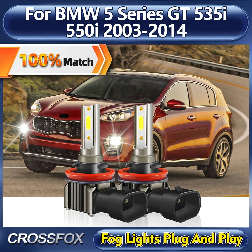 

2Pcs LED Car Fog Lights 20000LM Super Bright Auto Fog Lamps 12V For BMW 5 Series GT 535i 550i 2003-2009 2010 2011 2012 2013 2014