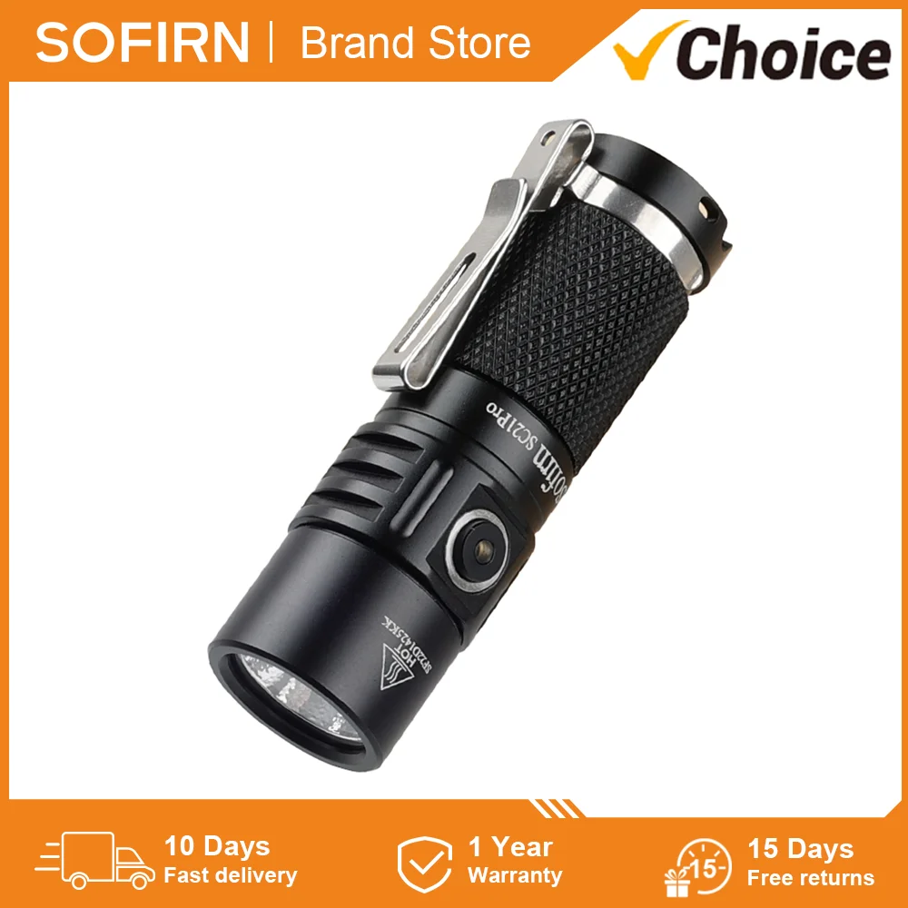 

Sofirn Mini Powerful SC21 Pro LED Flashlight Anduril 2.0 16340 USB C Rechargeable 1100lm LH351D 90CRI