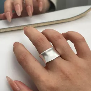 925 Anillo de plata esterlina para mujeres joyas de ancho simple abierta vintage anillo hecho a mano alergia para el cumpleaños de la fiesta 10 Mejores ventas Mujer de ring Pinky - №2