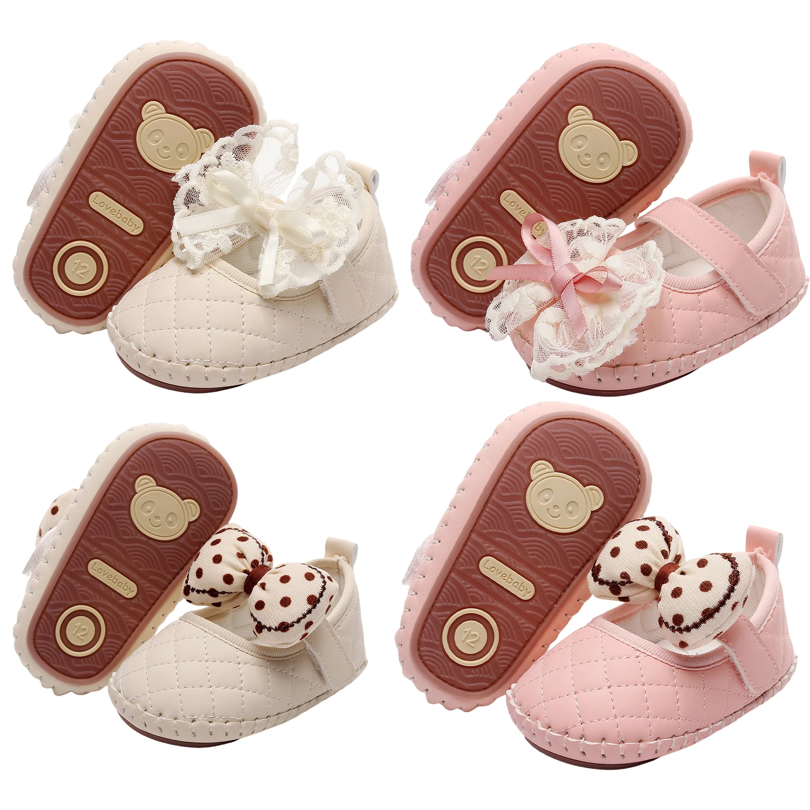 

Suefunskry Newborn Baby Girls Princess Shoes, Soft PU Leather Bow Non-slip Bottom First Walker Shoes Toddler Shoes