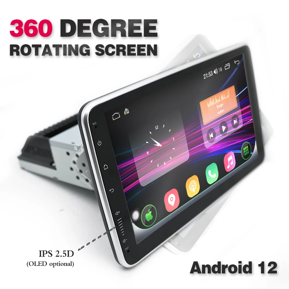 10inch Single Din Car Stereo Touch Screen GPS WiFi Carplay DSP Backup Camera Android 12 Multimedia Player view 4