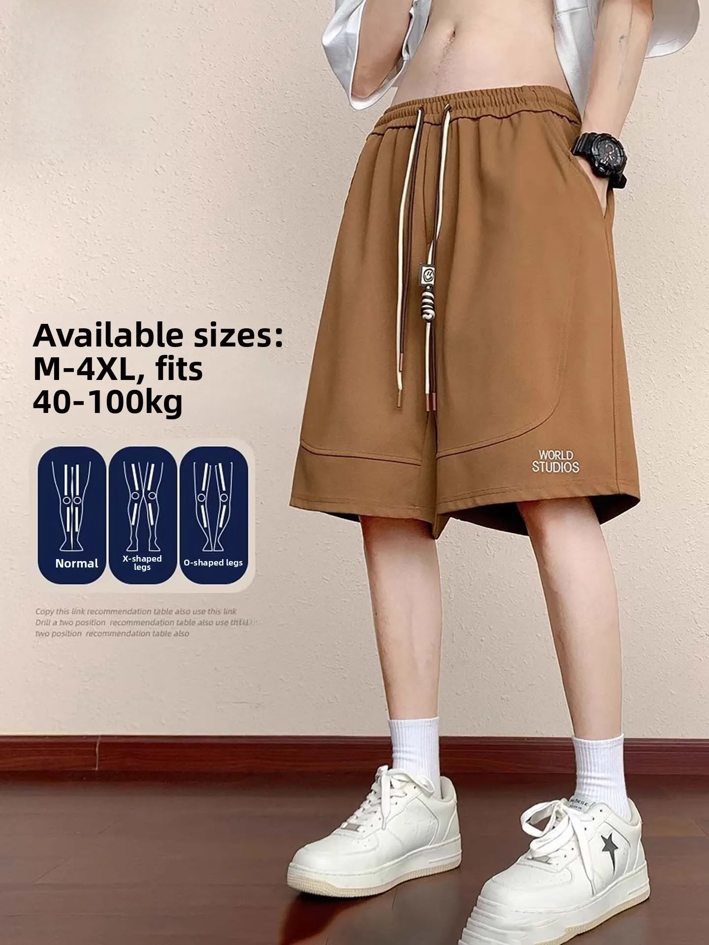 

TUCANO Ice Silk Loose Fit Men's orts American Sle Casual Spor Five-Quarter Pants Summer New Faion Trend