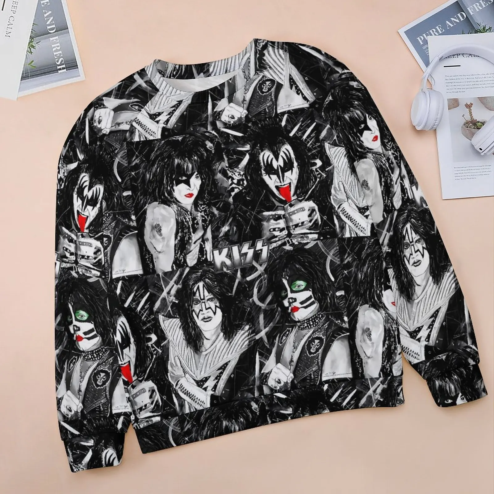 Kiss Band Casual Hoodies Rock Band Y2k Custom Hoodie Winter Long Sleeve Streetwear Oversized Sweatshirts Birthday Gift