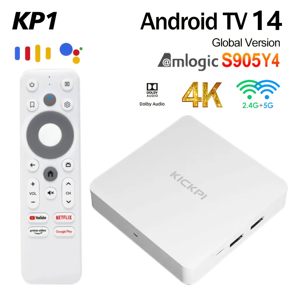

KICKPI KP1 TV Box Amlogic S905Y4 Google Certified Netflix 4K Android TV 14 Media Player 2G32G Support Chromecast Dolby BT5.0