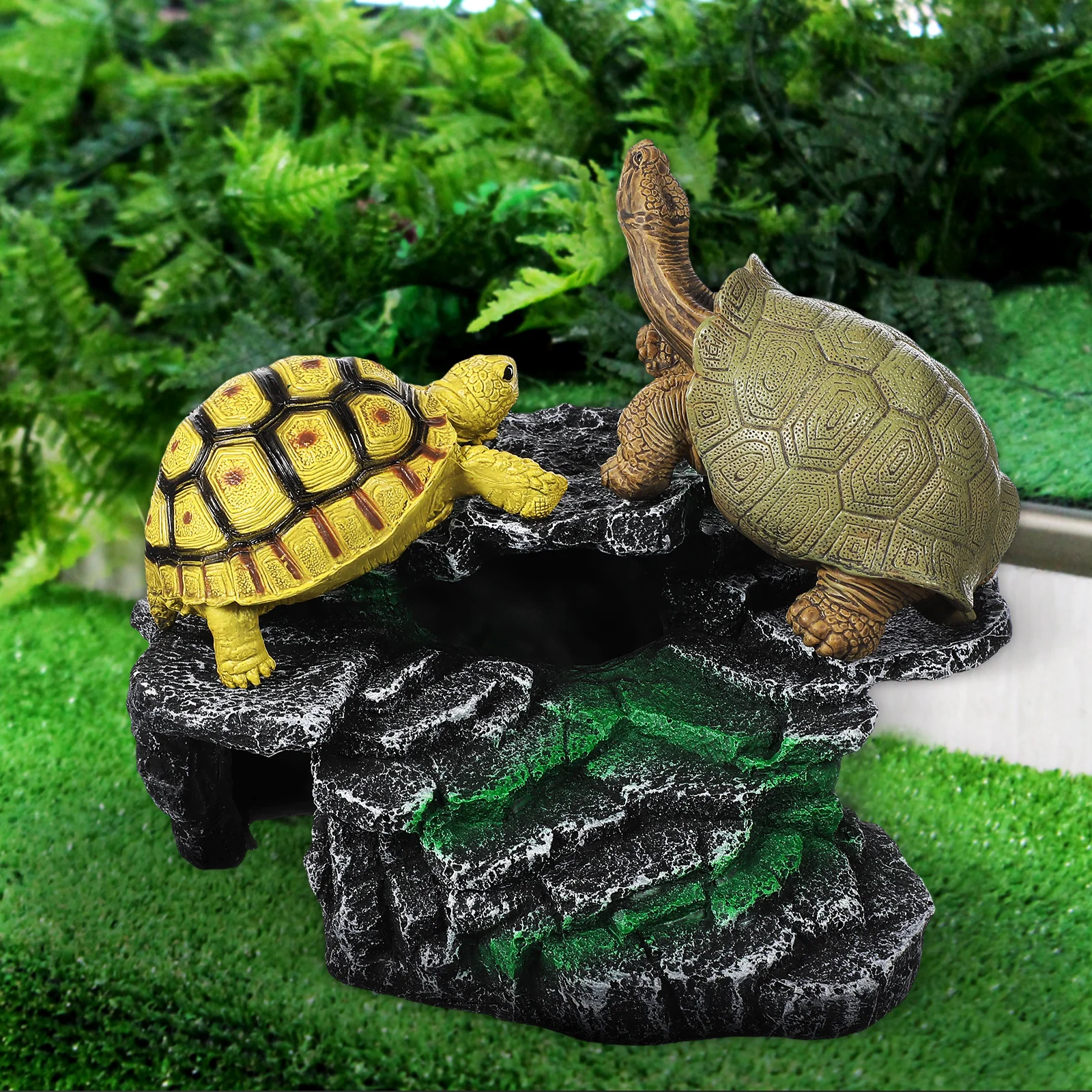 

Turtle Tank Decoration Resin Basking Platform Aquatic Turtles Reptile Habitat Smooth Easy Black Multifunctional Stable Pet