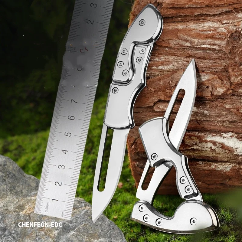 

Folding Knife Portable Knife, Outdoor Camping Tool, Multi-Function Tool, Silver Smooth Surface, Functional Knife