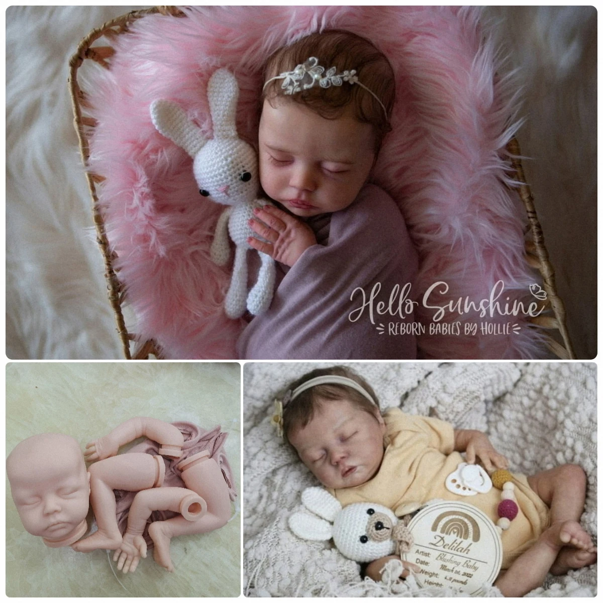 

Delilah Reborn Kit Reborn Baby Vinyl Kit 18Inches Unpainted Unfinished Doll Parts DIY Blank Reborn Vinyl Doll Kit