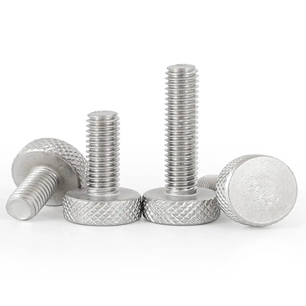 3/5Pcs New Flat Head Knurled Thumb Screw M3 M4 M5 304 Stainless Steel Hand Grip Hand Tighten Wide Use Knob Bolt