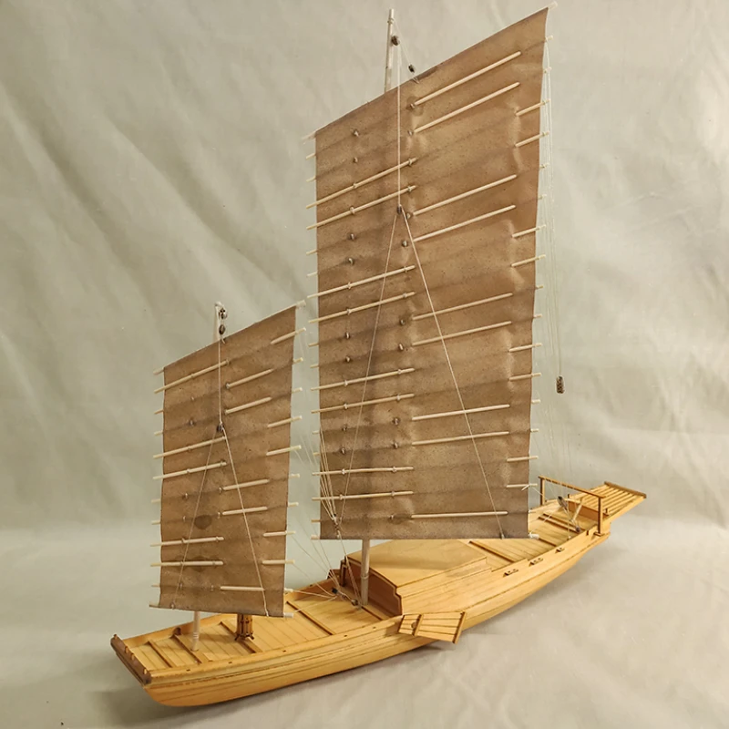 1/35 Wooden Sailboat Model Guazhou Wire Mesh Boat Assembly Model Kit Fishing Boat