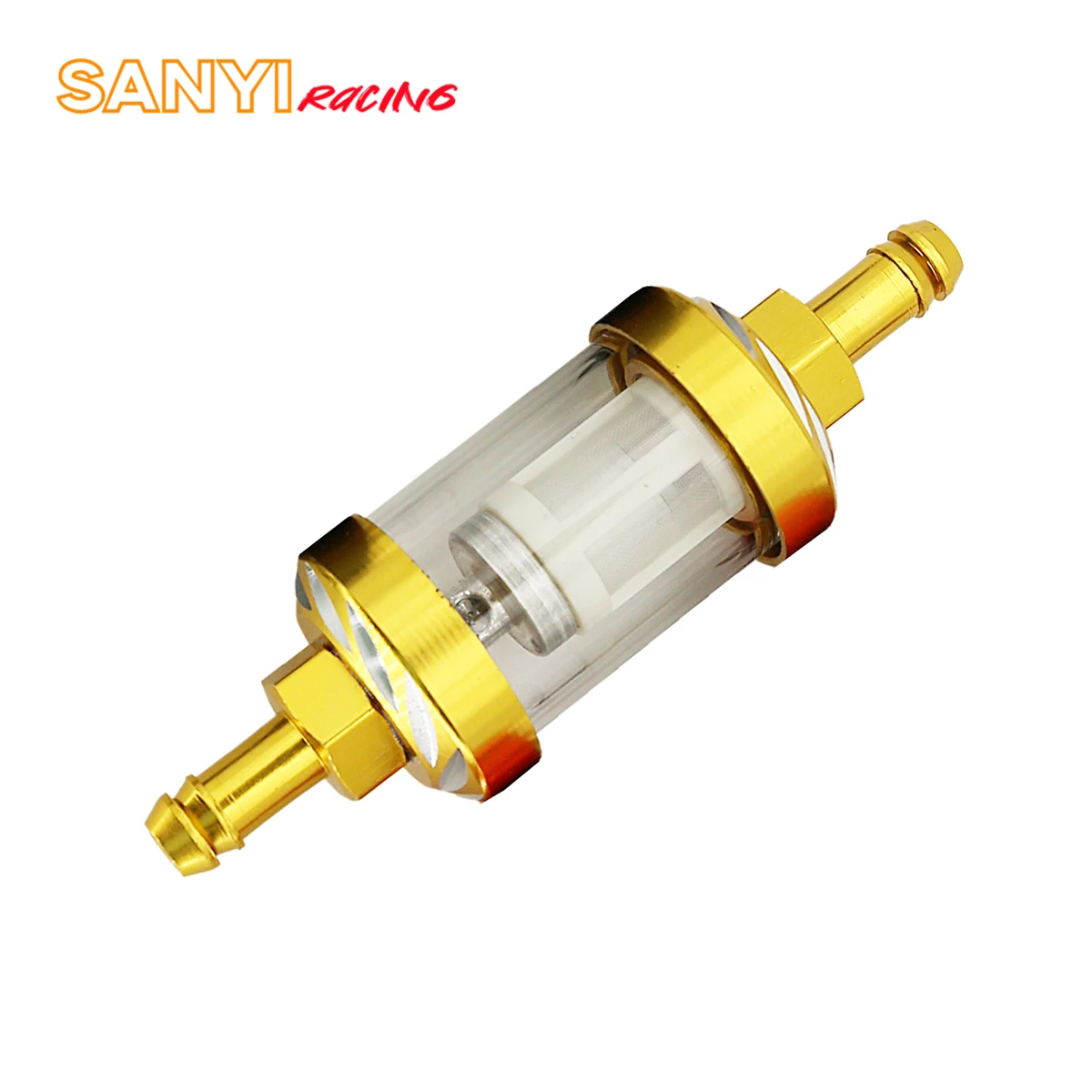 8mm CNC Aluminum Alloy Glass Motorcycle Gas Fuel Gasoline Oil Filter Moto Accessories for ATV Dirt Pit Bike Motocross Retrofit