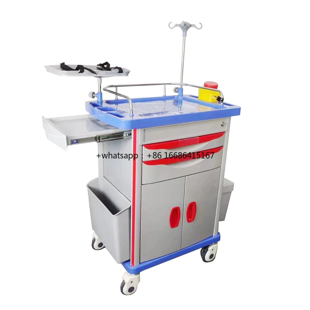 Hot Sale Medical Abs Emergency Trolley Crash Anaesthesia Cart Hospital Drug Trolley