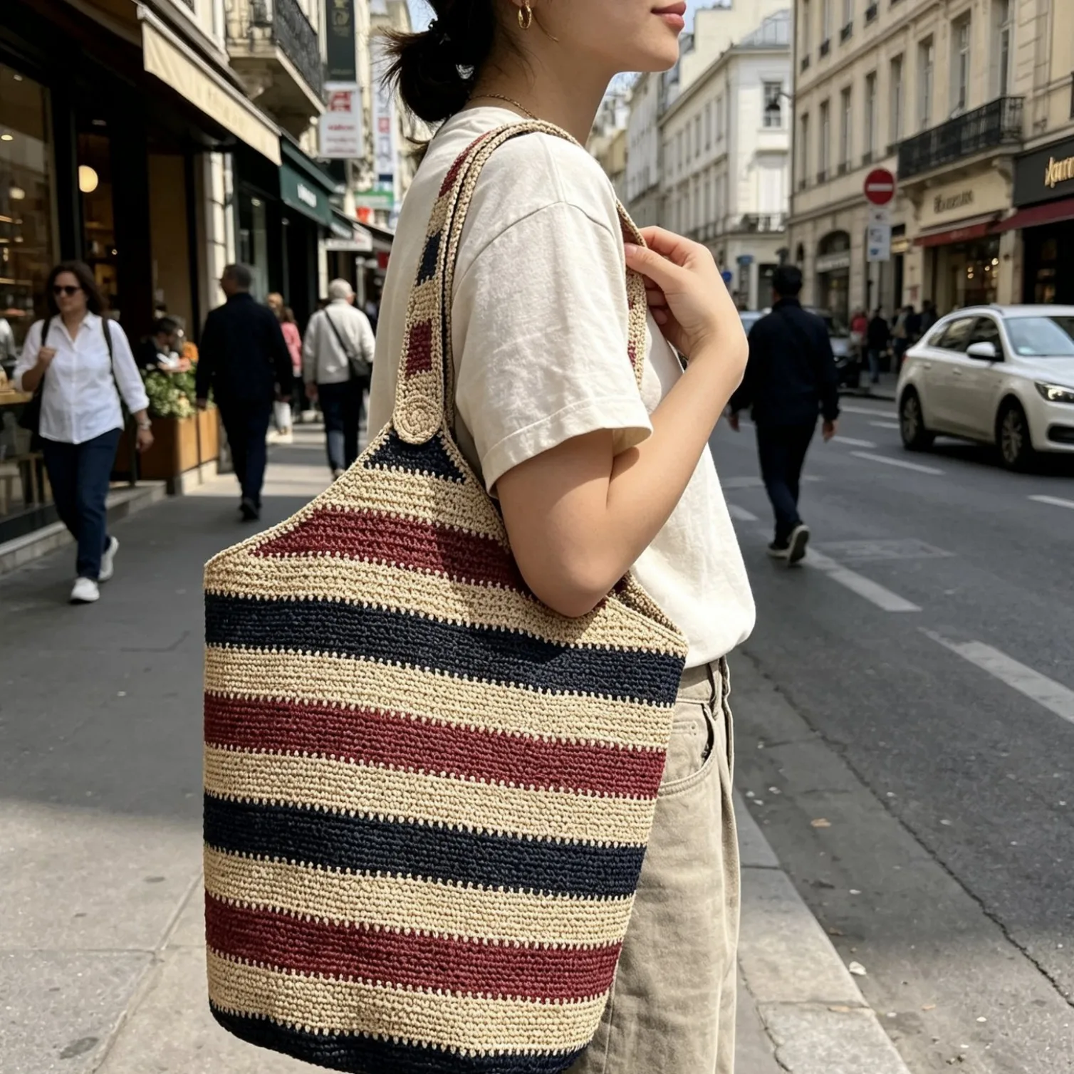 

Striped Raffia Bucket Bags for Women Summer Travel Straw Bag NEW Shoulder Bags Vacation Shopper Tote Beach Bag Female Purses