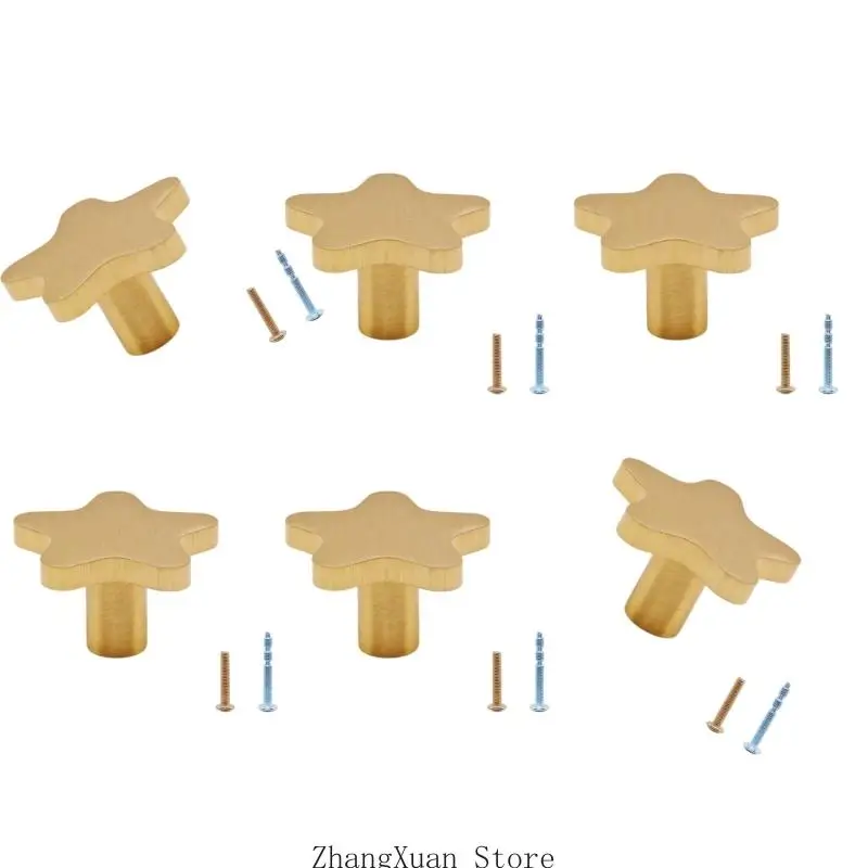 Upgrades Star Drawer Knobs Set of 6, Gold Tone Hardware for Dressers and Closets 3XUF