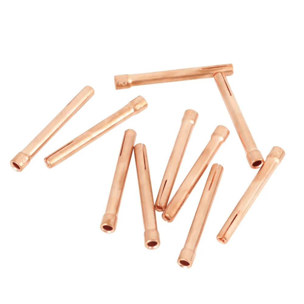 10pcs 10Pcs Welding Torch Collets 3/32 Inch 2.4mm TIG Welding Collet Copper 3.2mm Orifice Collet Kit For WP-18
